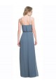 Azul 135 línea A Tirantes espagueti Gasa Largo Vestidos de dama de honor Outlet