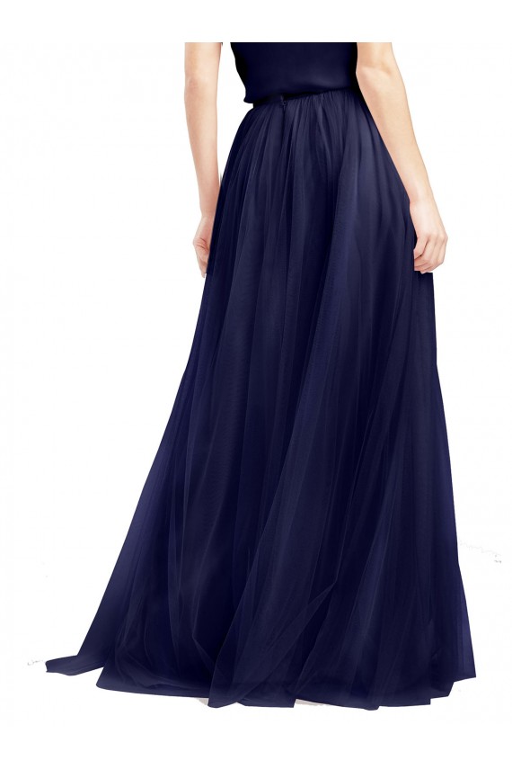 Azul Marino 21 línea A Halter Cuello Alto Tul Largo Vestidos de dama de honor Outlet