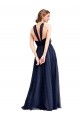 Azul Marino 21 línea A Halter Tul Largo Vestidos de dama de honor Outlet