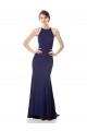 Azul Marino Sirena Halter Cuello Alto Crepé Elástico Largo Formales Vestidos de dama de honor / Vestidos de fiesta Outlet