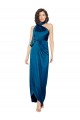 Azul Verde pavo real Cubierta Halter Cuello Alto Satén sedoso Largo Formales Vestidos de dama de honor / Vestidos de fiesta Outlet