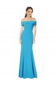 Azul Verde pavo real Cubierta Hombros Descubiertos Crepé Elástico Largo Formales Vestidos de dama de honor / Vestidos de fiesta Outlet