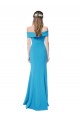 Azul Verde pavo real Cubierta Hombros Descubiertos Crepé Elástico Largo Formales Vestidos de dama de honor / Vestidos de fiesta Outlet