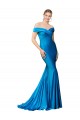 Azul Verde pavo real Sirena Hombros Descubiertos Satén Largo Formales Vestidos de dama de honor / Vestidos de fiesta Outlet