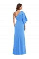 Azul Verde pavo real Trompeta Un Hombre Crepé Elástico Largo Vestidos de dama de honor / Vestidos de fiesta Outlet