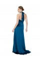 Azul Verde pavo real línea A Halter Satén sedoso Largo Formales Vestidos de dama de honor / Vestidos de fiesta Outlet