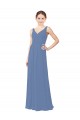 Azul Windsor Cubierta Cuello en V Gasa Largo Vestidos de dama de honor Outlet
