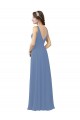 Azul Windsor Cubierta Cuello en V Gasa Largo Vestidos de dama de honor Outlet