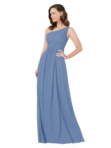Azul Windsor Cubierta Un Hombre Gasa Largo Vestidos de dama de honor Outlet