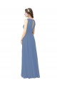Azul Windsor Cubierta Ilusión Cuello de Corazón Gasa Largo Vestidos de dama de honor Outlet