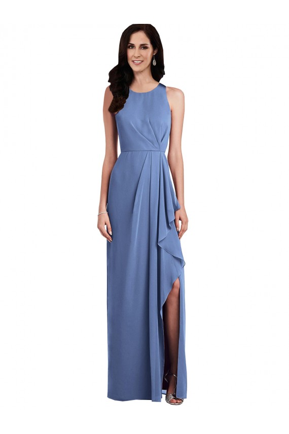 Azul Windsor línea A Cuello joya Gasa Largo Vestidos de dama de honor Outlet
