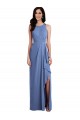 Azul Windsor línea A Cuello joya Gasa Largo Vestidos de dama de honor Outlet