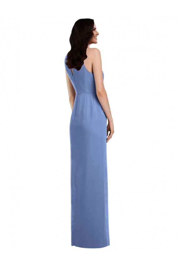 Azul Windsor línea A Cuello joya Gasa Largo Vestidos de dama de honor Outlet