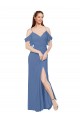 Azul Windsor línea A Hombros Descubiertos Gasa Largo Vestidos de dama de honor Outlet