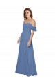 Azul Windsor línea A Hombros Descubiertos Sin tirantes Gasa Largo Vestidos de dama de honor Outlet