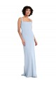 Azul cielo claro Cubierta Cuadrado Crepé Elástico Largo Vestidos de dama de honor / Vestidos de fiesta Outlet