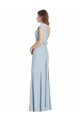 Azul cielo claro Trompeta Barco Crepé Elástico Largo Vestidos de dama de honor / Vestidos de fiesta Outlet