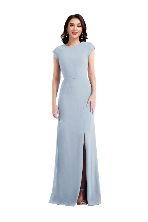 Azul cielo claro Trompeta Crepé Elástico Largo Formales Vestidos de dama de honor / Vestidos de fiesta Outlet