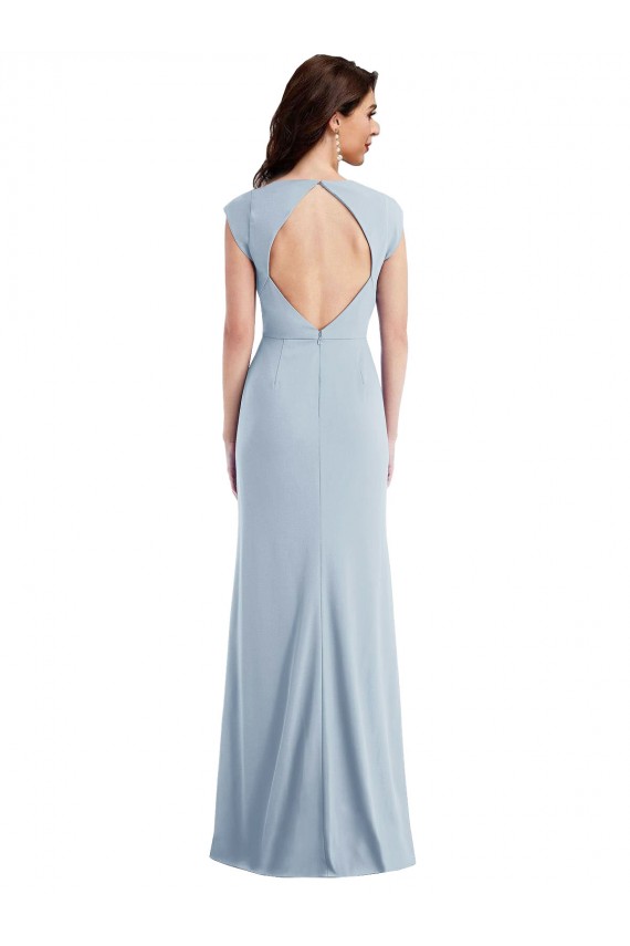Azul cielo claro Trompeta Crepé Elástico Largo Formales Vestidos de dama de honor / Vestidos de fiesta Outlet