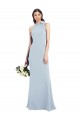 Azul cielo claro Trompeta Cuello Barco Cuello Alto Halter Crepé Elástico Largo Vestidos de dama de honor / Vestidos de fiesta Outlet