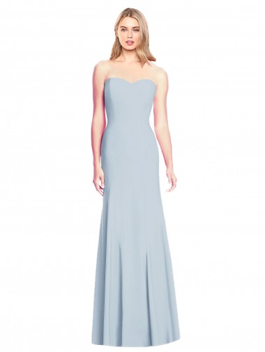 Azul cielo claro Trompeta Cuello de Corazón Sin tirantes Crepé Elástico Largo Vestidos de dama de honor / Vestidos de fiesta Outlet