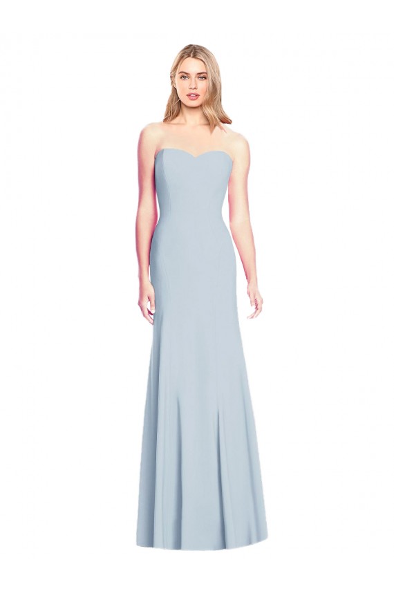 Azul cielo claro Trompeta Cuello de Corazón Sin tirantes Crepé Elástico Largo Vestidos de dama de honor / Vestidos de fiesta Outlet