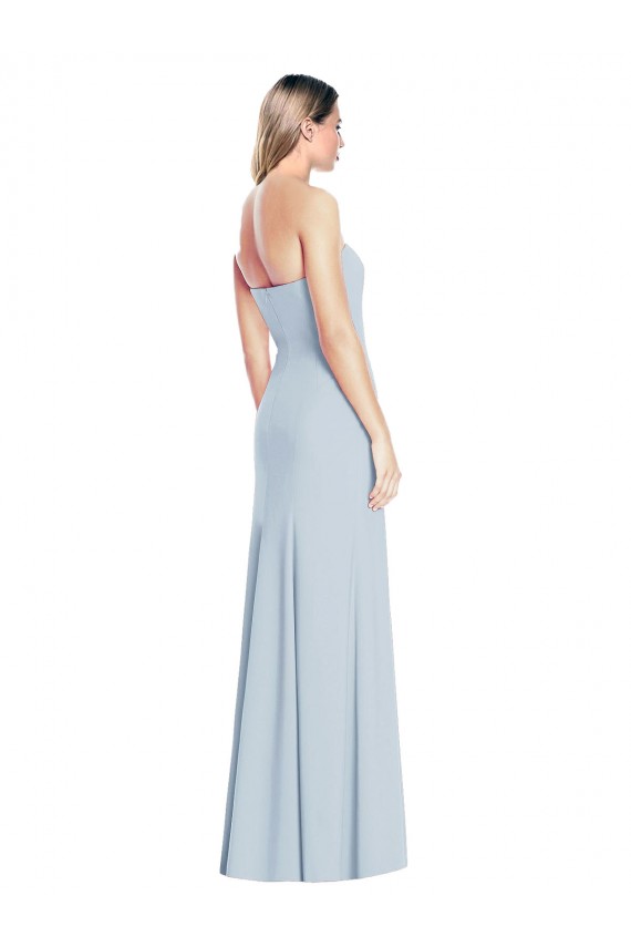 Azul cielo claro Trompeta Cuello de Corazón Sin tirantes Crepé Elástico Largo Vestidos de dama de honor / Vestidos de fiesta Outlet