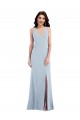 Azul cielo claro Trompeta Cuello en V Crepé Elástico Largo Vestidos de dama de honor / Vestidos de fiesta Outlet