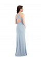 Azul cielo claro Trompeta Cuello en V Crepé Elástico Largo Vestidos de dama de honor / Vestidos de fiesta Outlet