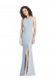 Azul cielo claro Trompeta Halter Crepé Elástico Largo Vestidos de dama de honor / Vestidos de fiesta Outlet