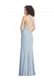 Azul cielo claro Trompeta Halter Cuello Alto Crepé Elástico Largo Formales Vestidos de dama de honor / Vestidos de fiesta Outlet