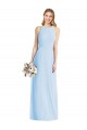 Azul cielo claro Trompeta Halter Gasa Largo Vestidos de dama de honor Outlet