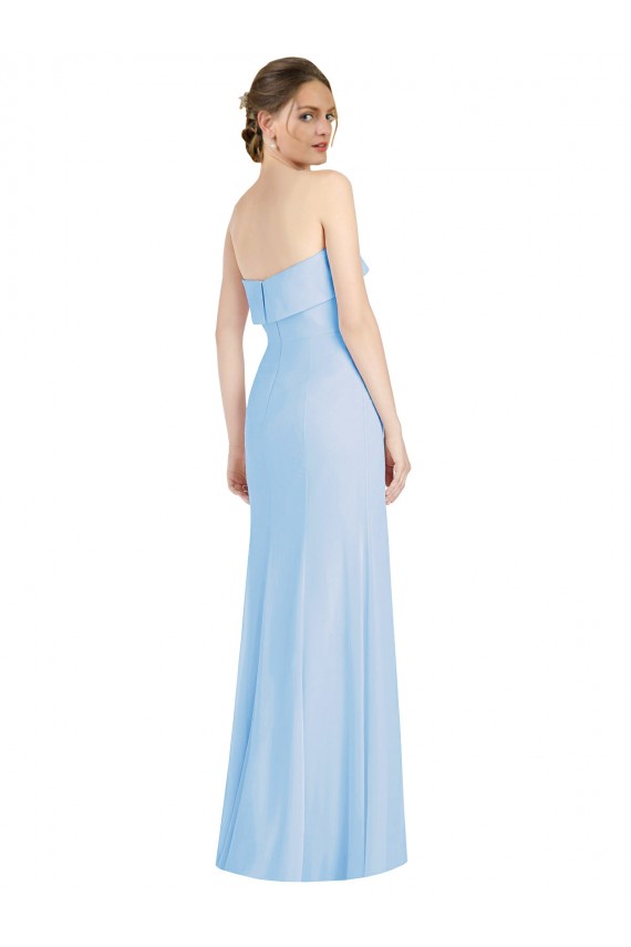 Azul cielo claro Trompeta Sin tirantes Gasa Largo Formales Vestidos de dama de honor / Vestidos de noche Outlet