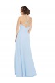 Azul cielo claro línea A Halter Gasa Largo Vestidos de dama de honor Outlet