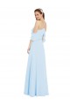 Azul cielo claro línea A Halter Gasa Largo Vestidos de dama de honor Outlet