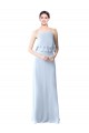 Azul cielo claro línea A Halter Gasa Largo Vestidos de dama de honor Outlet