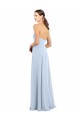 Azul cielo claro línea A Sin tirantes Gasa Largo Vestidos de dama de honor Outlet