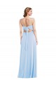 Azul cielo claro línea A Tirantes espagueti Cuello en V Gasa Largo Formales Vestidos de dama de honor / Vestidos de noche Outlet