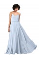 Azul cielo claro línea A Tirantes espagueti Cuello en V Gasa Largo Vestidos de dama de honor Outlet