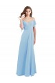 Azul cielo claro línea A Tirantes espagueti Gasa Largo Vestidos de dama de honor Outlet