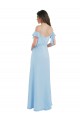 Azul cielo claro línea A Tirantes espagueti Gasa Largo Vestidos de dama de honor Outlet