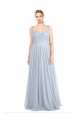 Azul cielo claro línea A Tirantes espagueti Tul Largo Vestidos de dama de honor Outlet