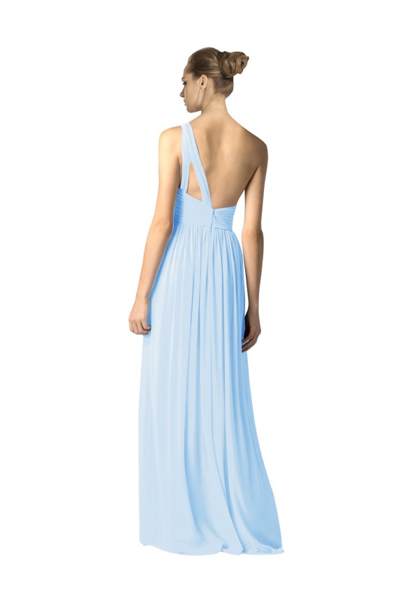 Azul cielo claro línea A Un Hombre Gasa Largo Vestidos de dama de honor Outlet