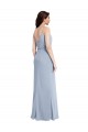 Azul humo Cubierta Tirantes espagueti Crepé Elástico Largo Formales Vestidos de dama de honor / Vestidos de fiesta Outlet