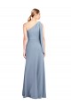 Azul humo Cubierta Un Hombre Crepé Elástico Largo Formales Vestidos de dama de honor / Vestidos de fiesta Outlet