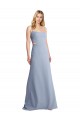 Azul humo línea A Tirantes espagueti Cucharón Crepé Elástico Largo Vestidos de dama de honor / Vestidos de fiesta Outlet