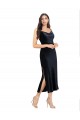 Azul marina oscuro Columna Midi Terciopelo Elástico Corto Formales Vestidos de dama de honor / Vestidos de fiesta / Vestidos de cóctel Outlet