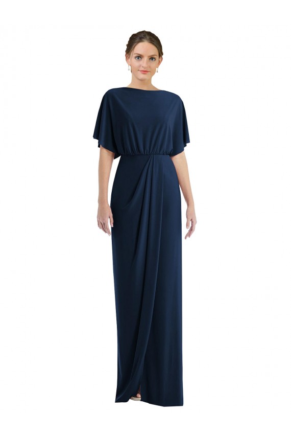 Azul marina oscuro Cubierta Barco Spandex Largo Vestidos de dama de honor / Vestidos de fiesta Outlet
