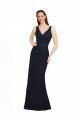 Azul marina oscuro Cubierta Cuello en V Encaje Largo Vestidos de dama de honor Outlet