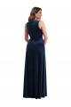 Azul marina oscuro Cubierta Cuello en V Terciopelo Elástico Largo Formales Vestidos de dama de honor / Vestidos de fiesta Outlet